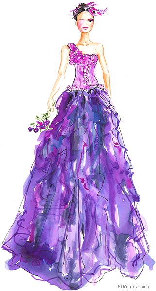 Metrofashion fashion sketches catwalk illustation evening gowns runway dresses 2006 2005 2004 2003 2002 2001 2000