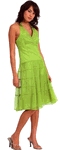 Clearance - Prom Dress Lime Tea Length <br> Halter Paneled