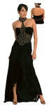 Clearance - Black Evening Gown<BR>Jeweled Collar