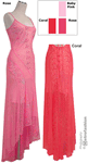 Clearance - Lacy Glitter Hi/Low <br>Dress in Coral