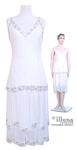 Clearance - Bridal Dress Silk Flapper <br> White 1920s Cocktail Evening <br> Beaded Bordering