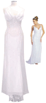 Clearance - Grecian Evening Wedding <BR> White Prom Dress <br> Beaded Sequin Chiffon
