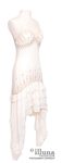Clearance - Art Deco Beaded Ivory <br> Wedding Dress Tie Back Handkerchief Hemline