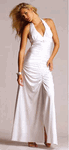 Evening Dress Hollywood Stretch Jersey <br> White Halter Low Cross Back 5967