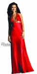 Cherry Plunging Halter Gown <br> Beaded Empire 6103