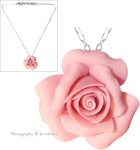 Pink Garden Rose Sterling Silver Necklace