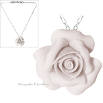 White Garden Rose Sterling Silver Necklace