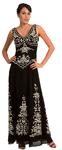 Clearance - Black Evening Dress<br> Embellished Eastern Motif