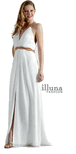 Grecian Gold Jeweled Belt <br> White Halter Jeweled Evening Dress