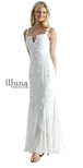 Layered Sheath Wedding Dress <br> Floral Appliques Low Bateau
