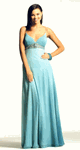 Ombre Chiffon Prom Gown <br> Spaghetti Straps Beaded Waist 6192