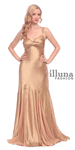 Gold Satin Evening Gown <br> Sweetheart Ruffled Neckline