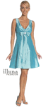 Babydoll Satin Prom Dress <br> Teal Brooch Bow Cocktail