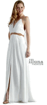 Grecian Gold Jeweled Belt <br> White Halter Jeweled Evening Dress