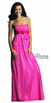 Lipstick Strapless Prom Dress <br> Stretch Mesh with Bow 6171