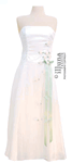 Final Clearance - Prom Gown Tulle <br> White Green Flowers Strapless <br> Bustier Satin 31705