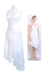 Final Clearance Size Medium Short Bridal <br> White Chiffon High Low Satin Paneled
