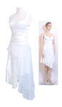 Final Clearance Size Large Short Bridal <br> White Chiffon High Low Satin Paneled