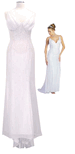 Clearance - Grecian Evening Wedding <BR> White Prom Dress <br> Beaded Sequin Chiffon