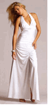 Evening Dress Hollywood Stretch Jersey <br> White Halter Low Cross Back 5967