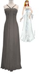 Final Clearance - Prom Evening <br> Dress Silk Cascade Black Chiffon Drape Front