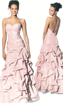Prom Dress Taffeta Embroidered Ball Gown <br> Tiered Skirt Beaded Low Back 3140
