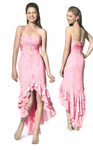 Prom Dress Pink Ginger Strapless High Low <br> Crystal Beaded Sequines Waist Jewel 3159