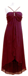 Clearance - Prom Dress Brooch Burgundy <br> High Low Flounce Beaded